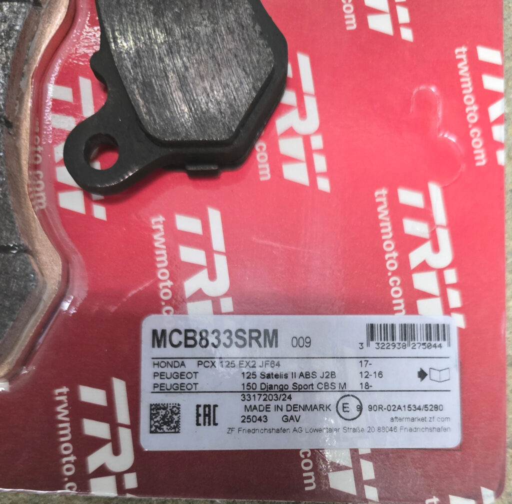 Peugeot Pulsion 125 E4 Allure TRW Sinter Beläge vorn MCB833SRM